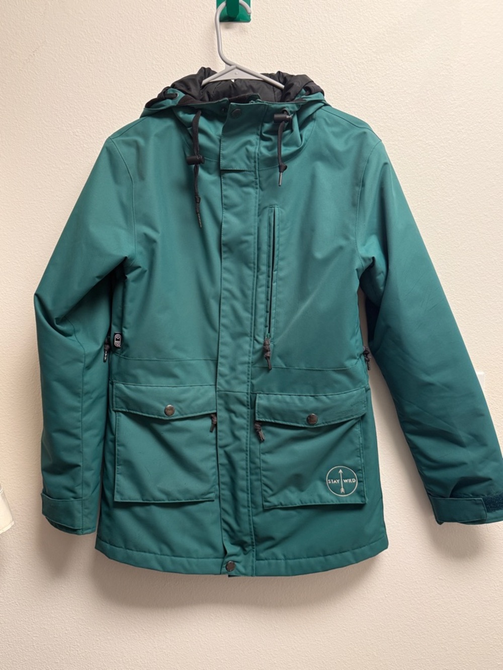Green Snowboarding Jacket with Hood - Women's Waterproof Winter Coat